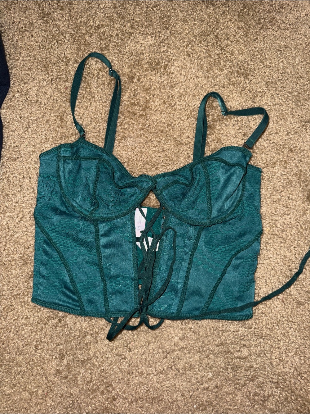 Urban Outfitters Teal Lace-Up Bustier Top